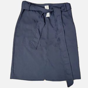 NEW Banana Republic Women's SZ 6 Navy Skirt Tie Belt Slit Pockets NWT MSRP $70